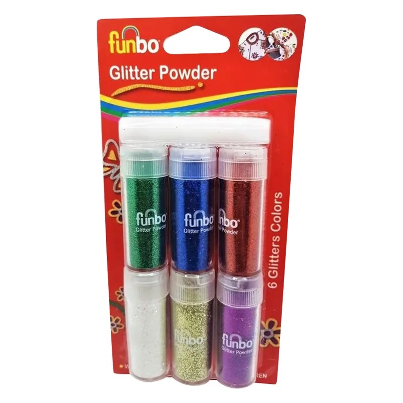 Glitter Pdr sparkling Bls=9gm x6col+glue