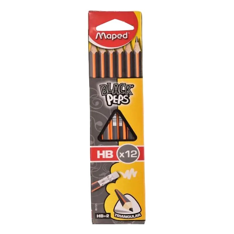 Black Peps 12x HB Pencil+ER Bx