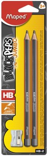 Black Peps Learning HB Pencils x 2 + Shp