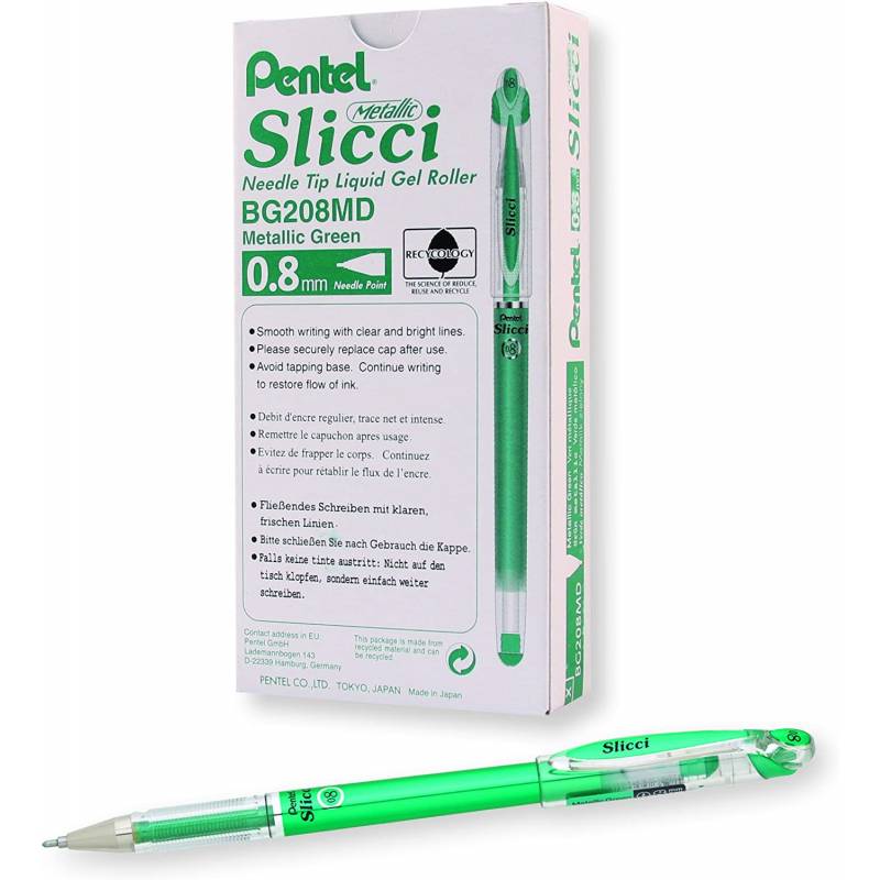 Slicci Gel Roller Mtlc 0.8mm GN