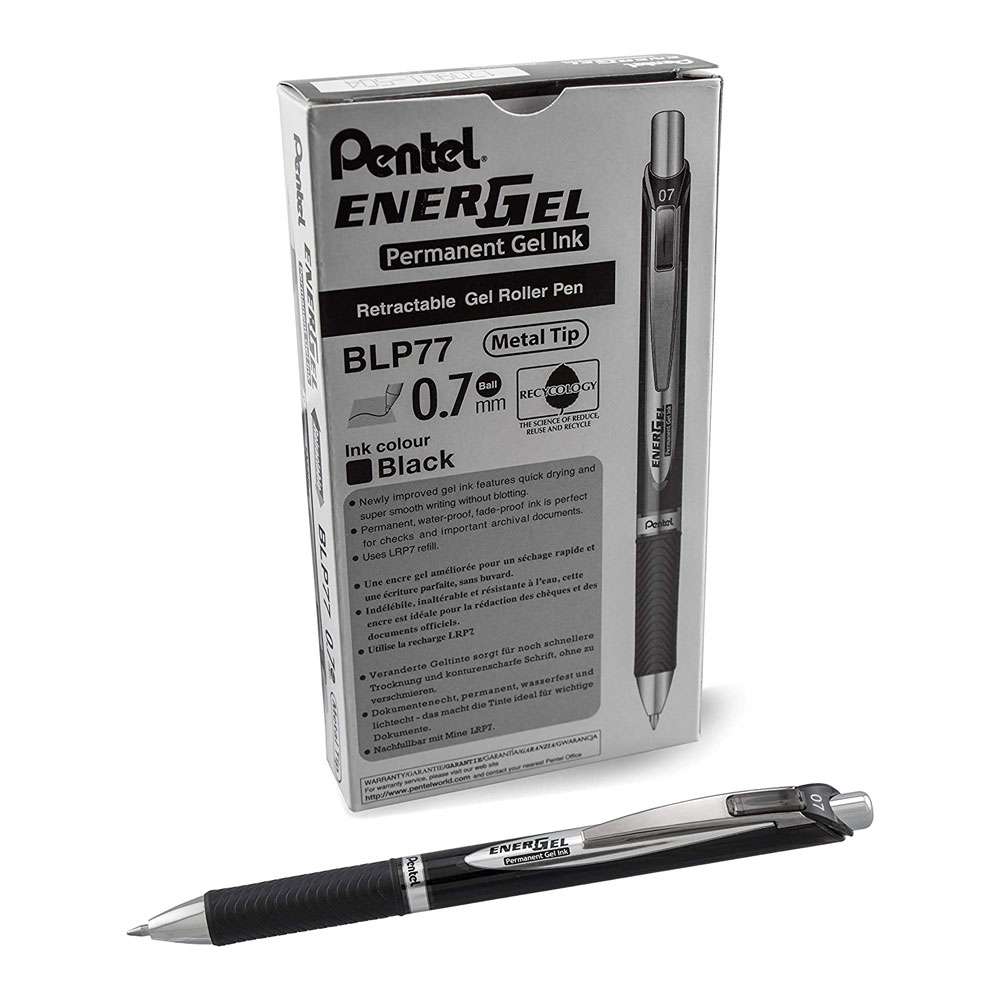 Energel Permanent Ink 0.7mm Black