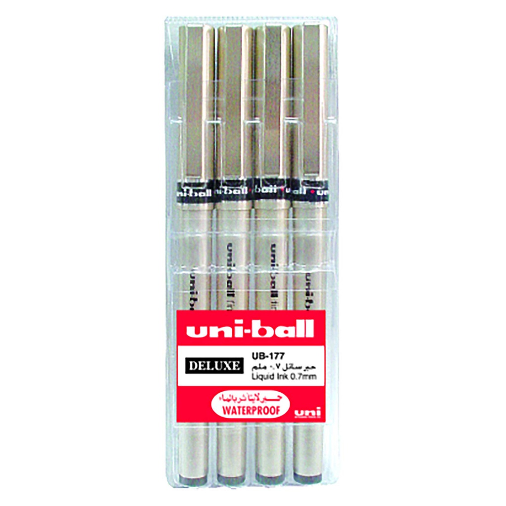 Uniball Delux 0.7mm pen Wlt=4p