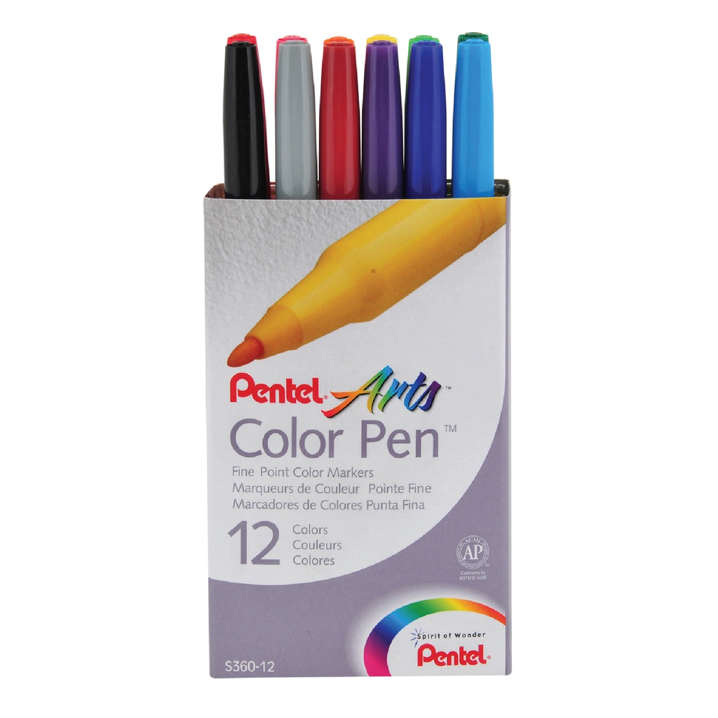 Color Pens Fibre Tip Set=12Col