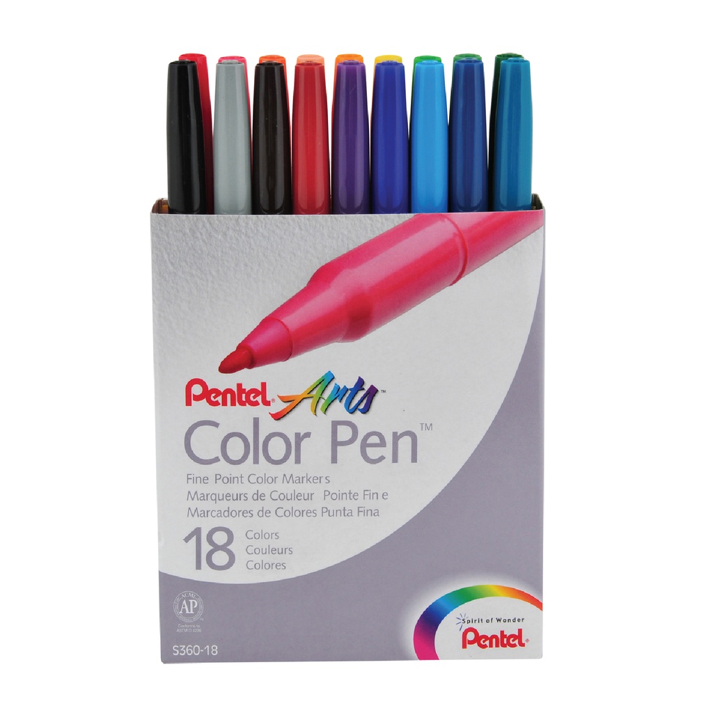 Color Pens Fibre Tip Set=18Col