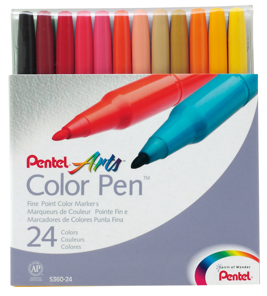 Color Pens Fibre Tip Set=24Col
