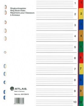 Plastic Divider A4 1-31 Bx=10