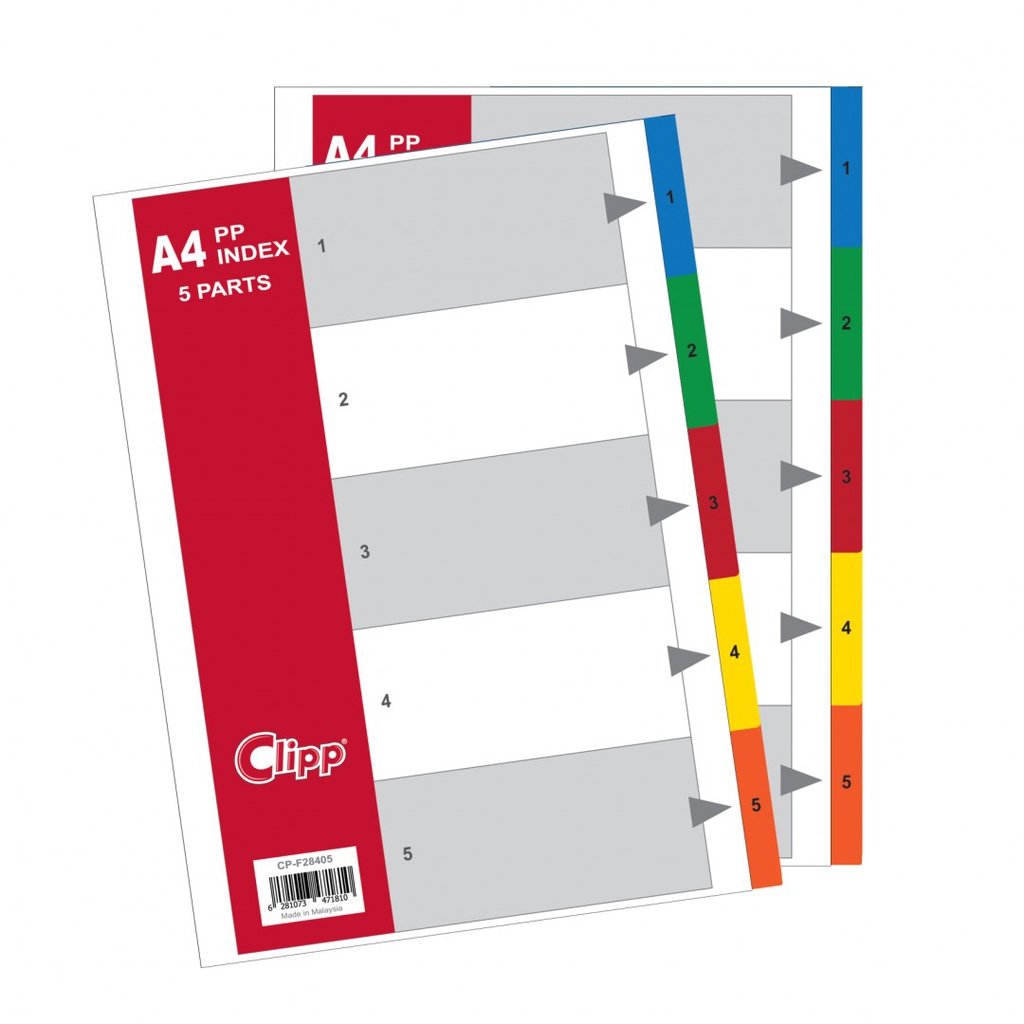 Plastic Col Divider A4 1-5. Bx=50st