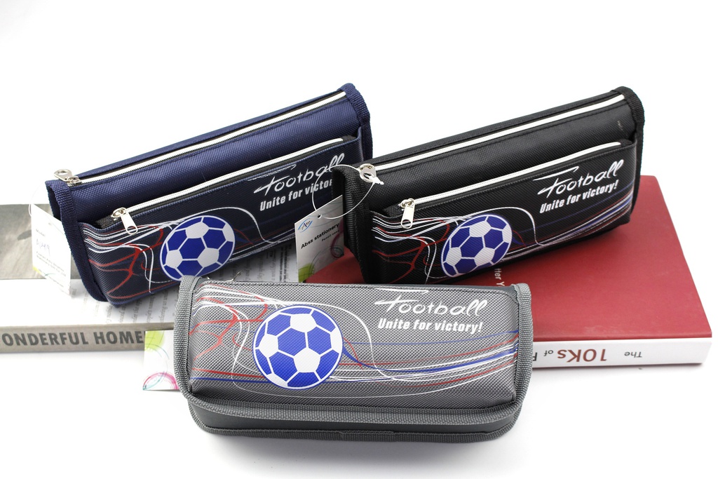 Pencil Case Soccer Blue/Black/Grey