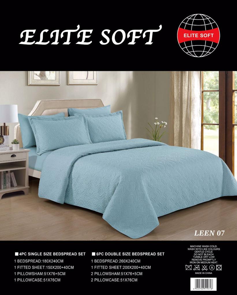 ELITE SOFT BEDSPREAD 6PC DOUBLE SIZE BEDSPREAD SET