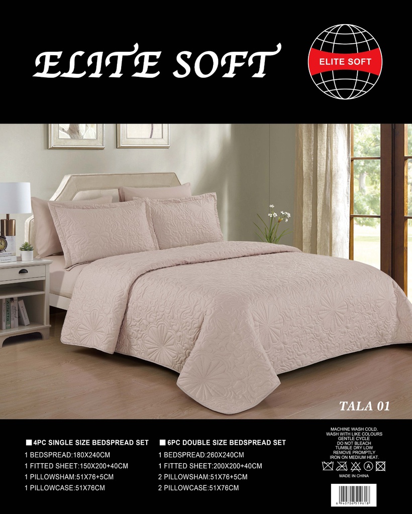 ELITE SOFT BEDSPREAD 6PC DOUBLE SIZE BEDSPREAD SET