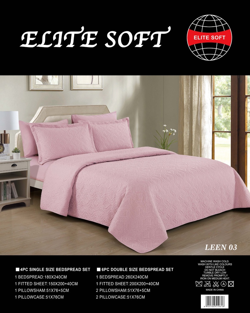 ELITE SOFT BEDSPREAD 6PC DOUBLE SIZE BEDSPREAD SET