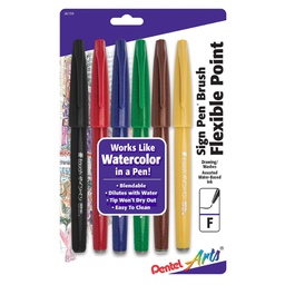 [PE-SES15C-06] Brush Sign Pen Wallet of 6 colorsPentel