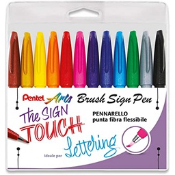 [PE-SES15C-12] Brush Sign Pen Wallet of 12 colorsPentel