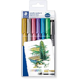 [ST-8323-SWP6P] Mettalic marker 6col+ 1 pigment linerStaedtler