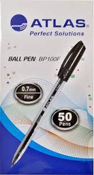 [AS-BP100F-BK/50P] Ball Pen 0.7mm Fine BX=50 BlackAtlas