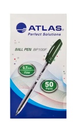 [AS-BP100F-GN/50P] Ball Pen 0.7mm Fine  BX=50 GreenAtlas