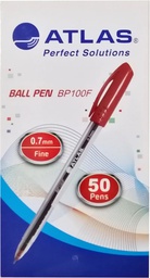 [AS-BP100F-RD/50P] Ball Pen 0.7mm Fine  BX=50 RedAtlas