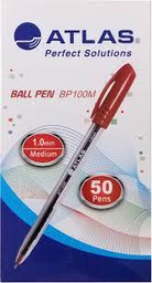 [AS-BP100M-RD/50P] Ball Pen 1.0mm  Medium BX=50 RedAtlas