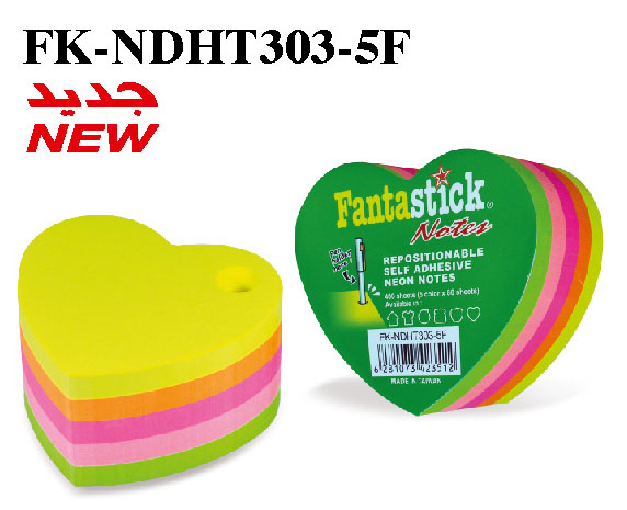 Stick Notes Fluor 5col Hearts