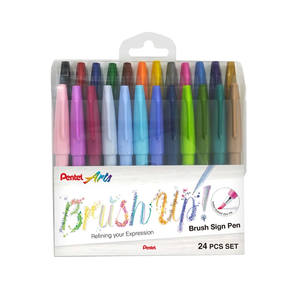 Brush Sign Pen Wallet Of 24 Colors