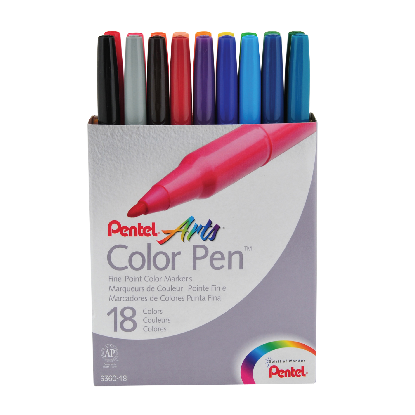 Color Pens Fibre Tip Set=18col