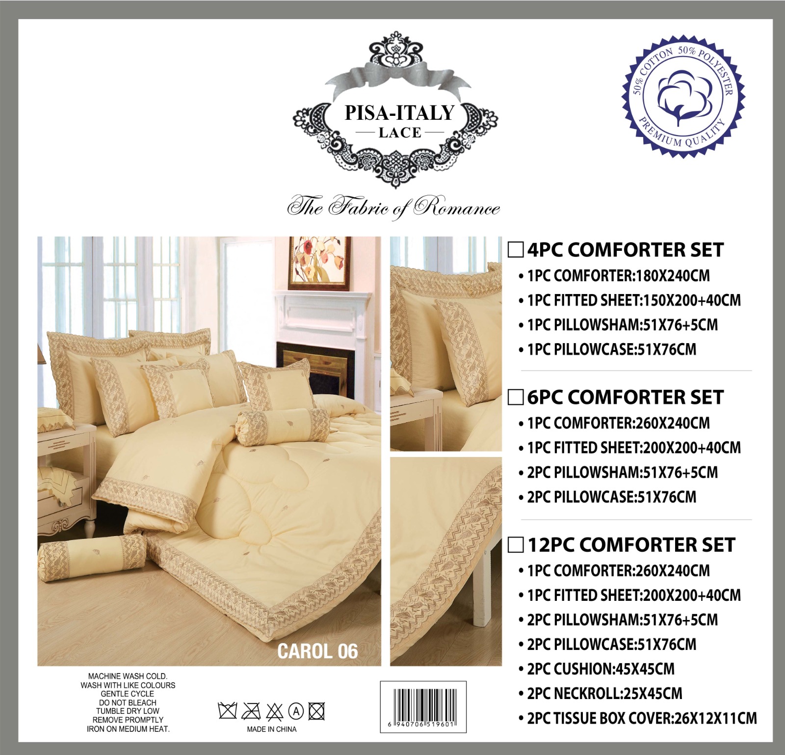 Pisa Italy Lace 4pc Set Embroidery
